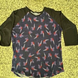 Black and Blue Graphic Raglan Shirt